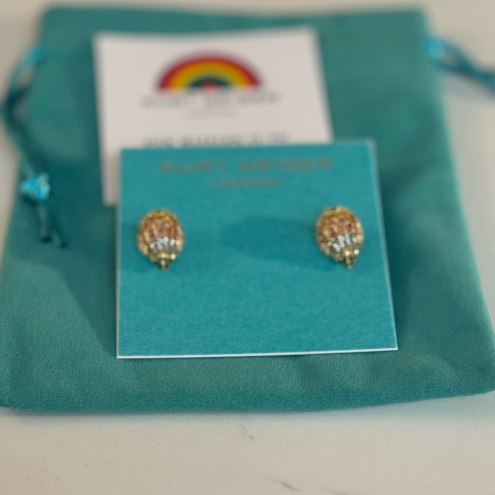 NWT KURT GEIGER Eagle HEAD RAINBOW  CRYSTAL EARRINGS! - Picture 6 of 6